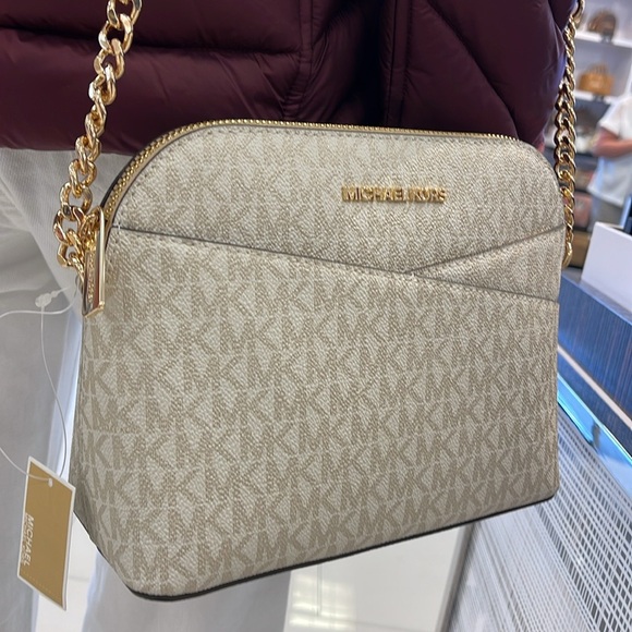 Michael Kors Jet Set Travel Medium Metallic Signature Logo Dome Crossbody Satchl - Picture 13 of 16